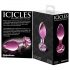 Icicles No. 48 - Plug anale in vetro rosa con design floreale