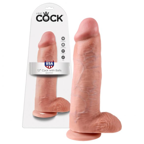 King Cock 12 dildo con testicoli (30 cm) - naturale