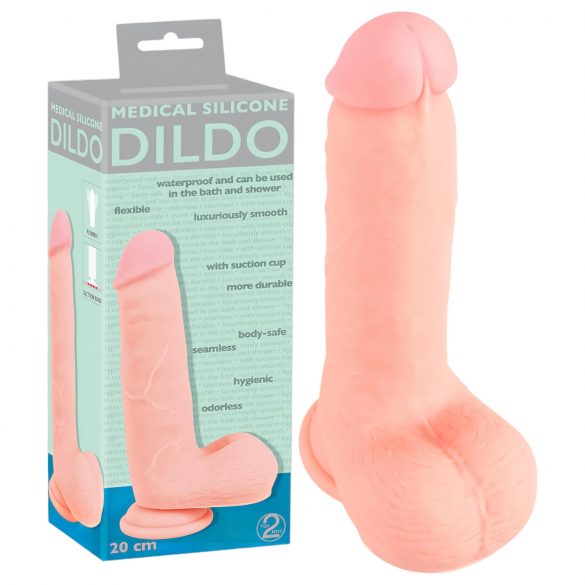 Medical - dildo dritto in silicone medico (20cm) - naturale