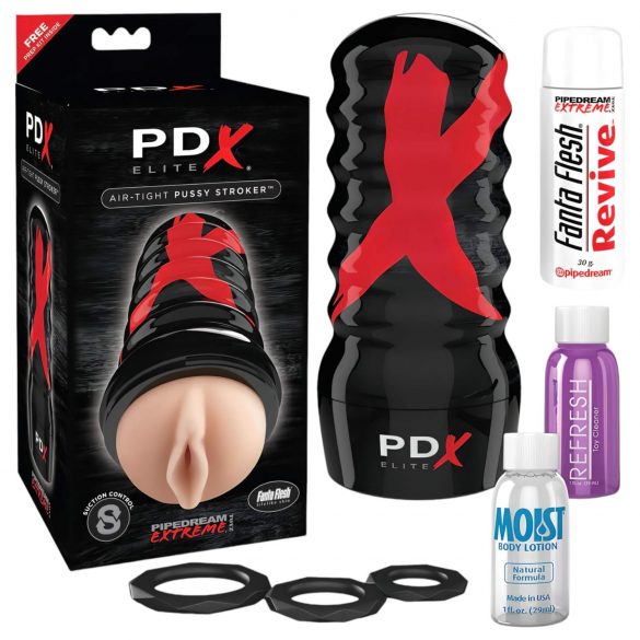 PDX Elite Air-Tight Pussy - masturbatore realistico con aspirazione manuale