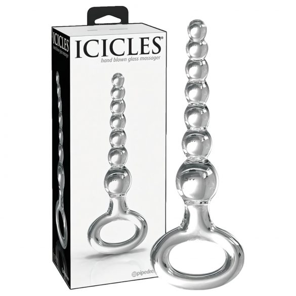 Icicles N. 67 - Dildo in Vetro Trasparente con Anello di Presa