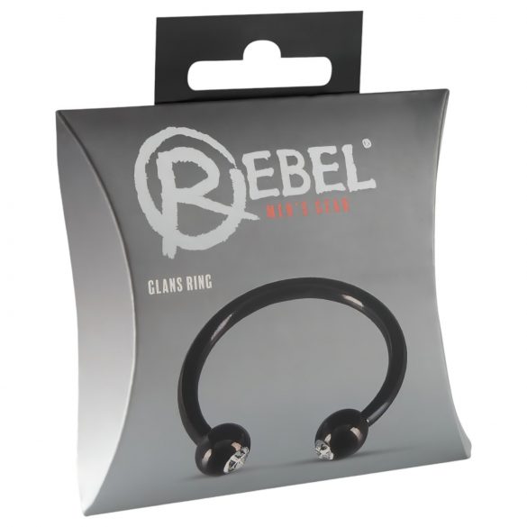 Anello Rebel Glans - Eleganza nero con strass per il piacere.