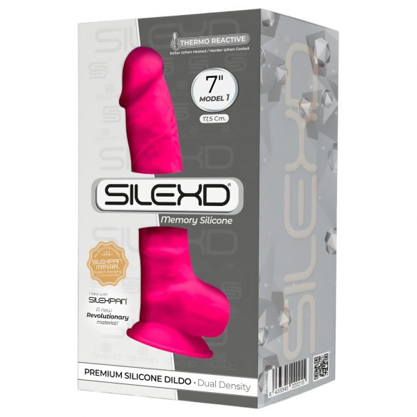 Silexd 7 - Dildo modellabile con base a ventosa e testicoli, 17,5cm (rosa)