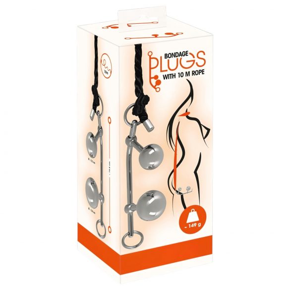 You2Toys Bondage Plugs - sfere metalliche dilatanti (149g) - argento