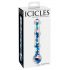 Icicles No. 08 - Doppia punta ondulata, dildo in vetro trasparente-blu