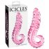 Icicles No. 24 - Dildo in vetro rosa con lingua scanalata