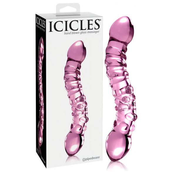 Icicles No. 55 - Doppia estremità, dildo in vetro G-spot (rosa)