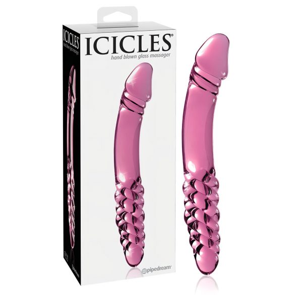 Icicles No. 57 - Dildo doppio in vetro con design rosa elegante