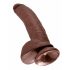 King Cock 9 - Dildo ventosa marrone con testicoli (23 cm)