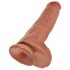 King Cock 11 - dildo con base a ventosa, testicoli, 28cm - colore scuro naturale