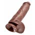 King Cock 11" - Grande dildo ventosa con testicoli (28 cm) - Marrone