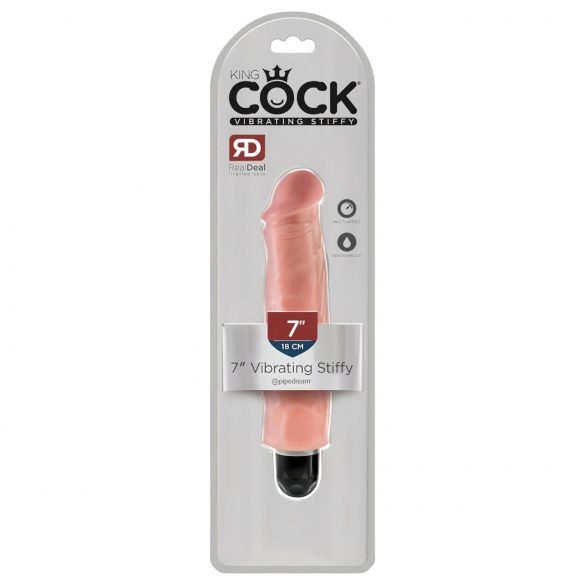 King Cock 7 Stiffy - vibratore realistico impermeabile (18cm) - naturale