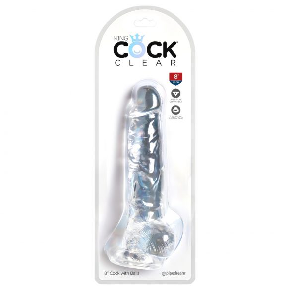 King Cock Clear 8 - Dildo con ventosa e testicoli (20 cm)