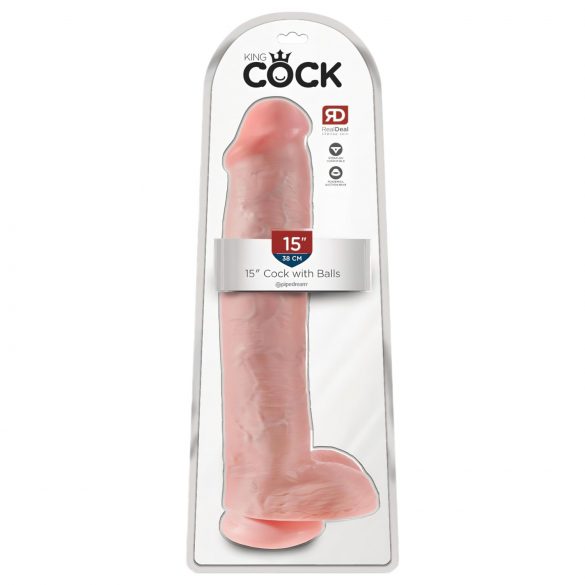 King Cock 15 - Dildo con ventosa e testicoli (38cm) - Naturale