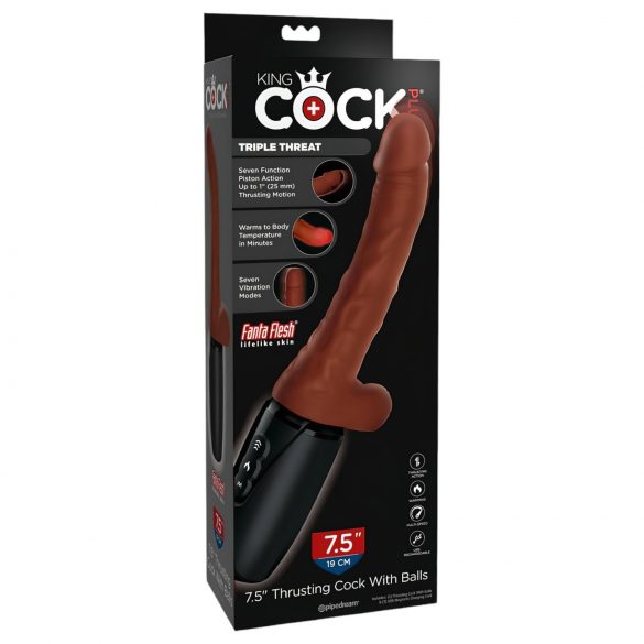 King Cock Plus 7,5 - vibratore spingente con testicoli (marrone)