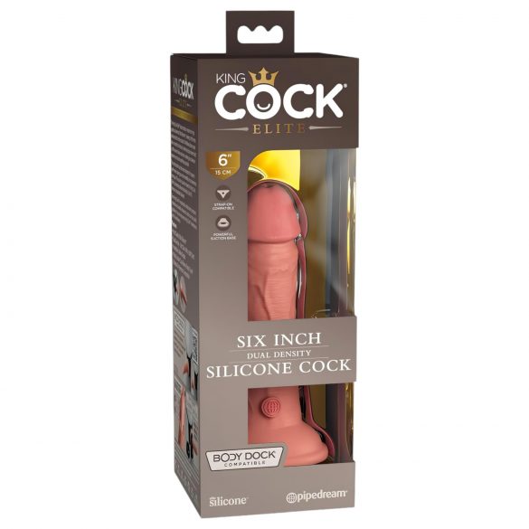 King Cock Elite 6 - Dildo realistico con base adesiva (15 cm) - naturale