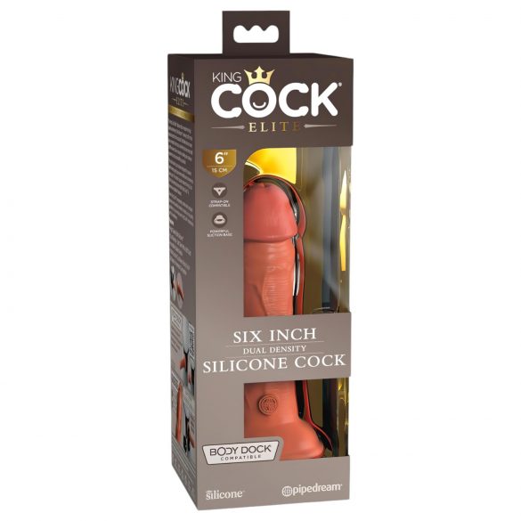 King Cock Elite 6 - Dildo realistico con base ventosa (15cm) - scuro