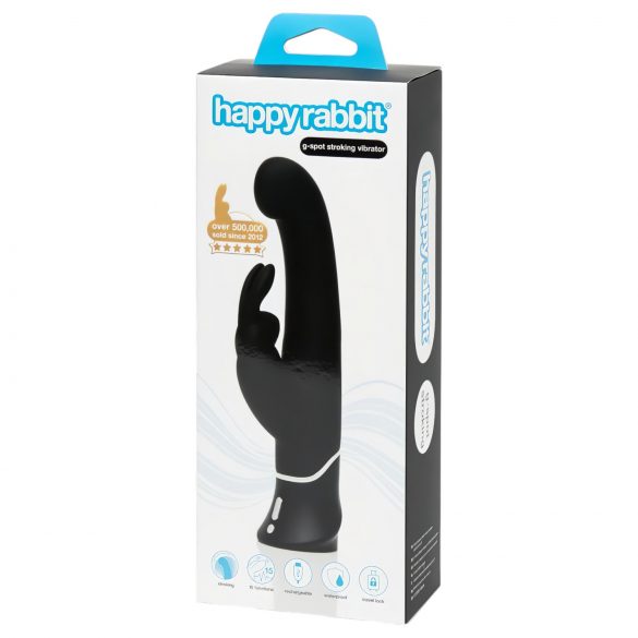 Vibratore per Punto-G e Clitoride Happyrabbit con Stimolatore Flessibile e Ricaricabile, Impermeabile (nero)