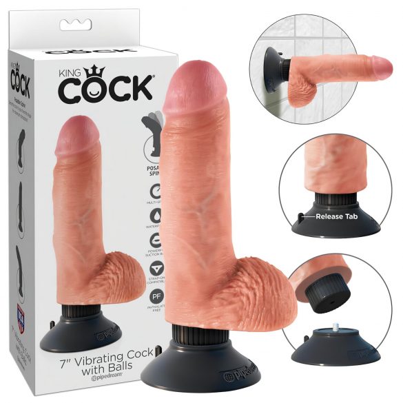 King Cock 7 vibratore ventosa (18 cm) - naturale