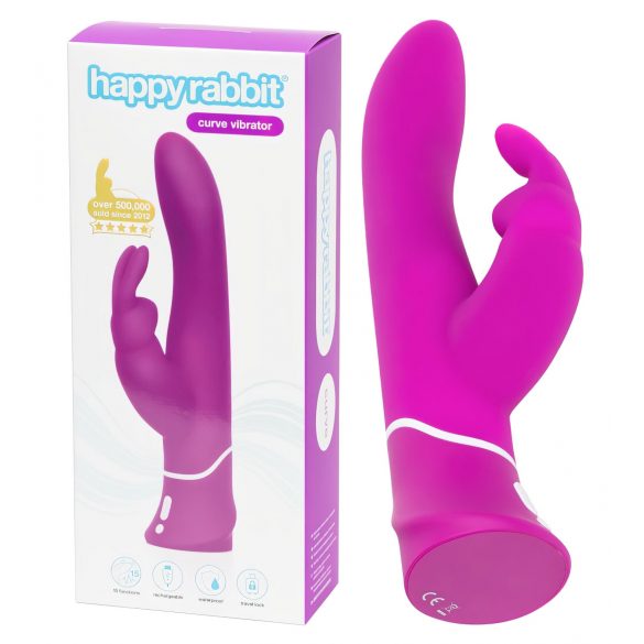 Happyrabbit Curve - Vibratore impermeabile con stimolatore clitorideo (viola)