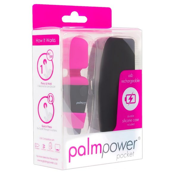 PalmPower Mini Wand - Massaggiatore vibrante portatile (rosa-nero)