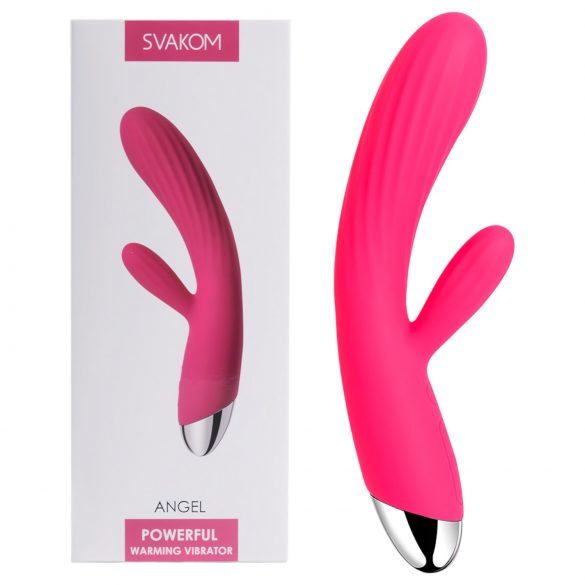 Svakom Angel - Vibratore rosso riscaldante con braccio per clitoride, impermeabile