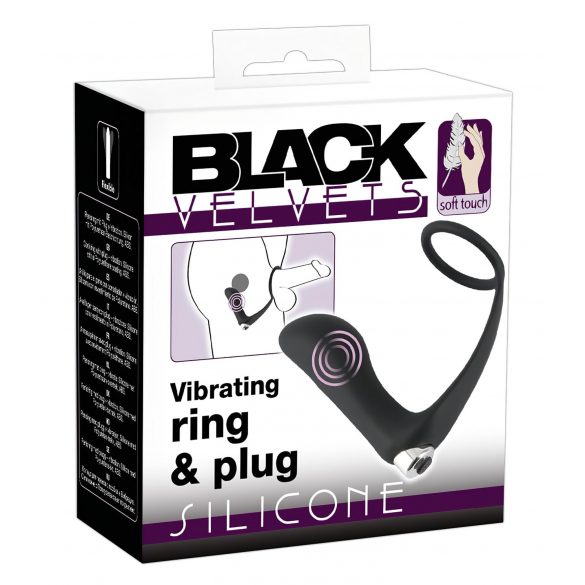 Black Velvet - vibratore anale con anello fallico (nero)