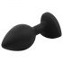 Sunfo - Plug anale in silicone con gemma a forma di cuore (nero-bianco)