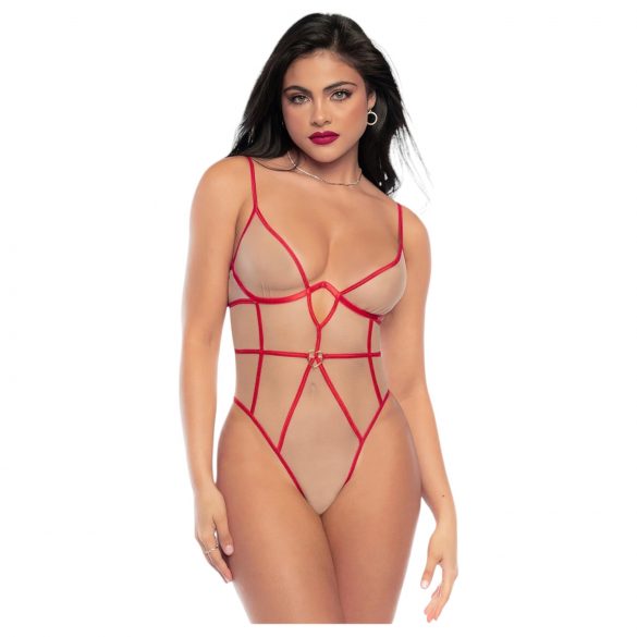 Mapalé - body con spalline (rosso-naturale)