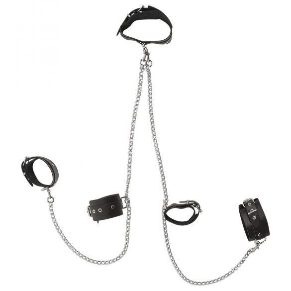 ZADO - Set di manette in pelle per collo, polsi e caviglie (nero)