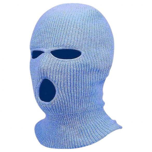 Passamontagna - maschera lavorata a maglia con 3 aperture (blu)