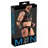 Set Svenjoyment in rete - maglia trasparente e jockstrap uomo con menotte (nero)