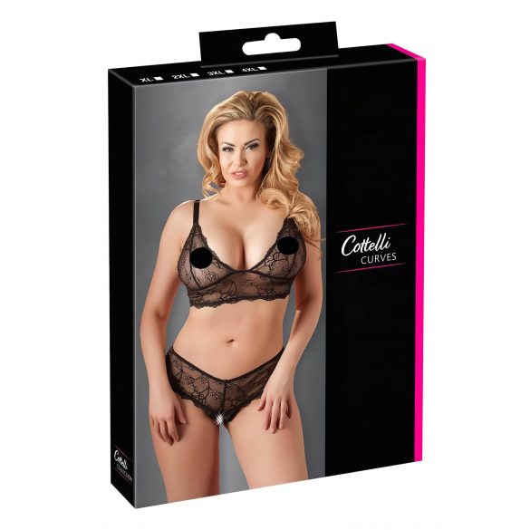 Cottelli Plus Size - Set Reggiseno in Pizzo Elegante (Nero)