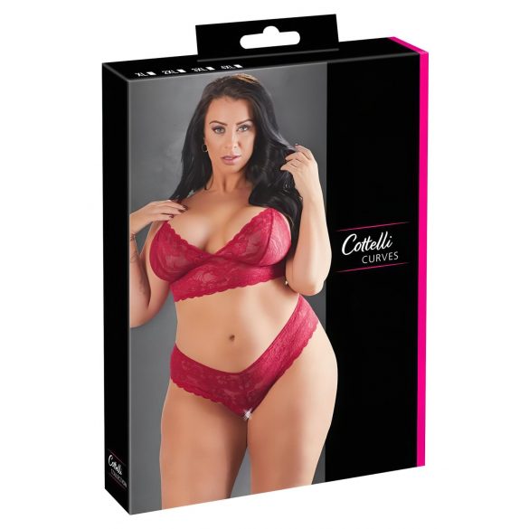 Cottelli Plus Size - set reggiseno in morbido pizzo (rosso) - 2XL