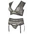 Cottelli Taglie Forti - completo intimo in pizzo con strass (nero) - 2XL