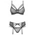 Obsessive 818-SEG-1 - Set lingerie in pizzo con strass (nero)