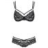 Obsessive 860-SET-1 - Set reggiseno in pizzo nero con dettagli floreali sensuali