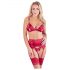 Abierta Fina - Set lingerie rosso con catene scintillanti