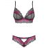 Obsessive Tulia - completo intimo in pizzo (nero-rosa) - L/XL