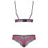 Obsessive Tulia - completo intimo in pizzo (nero-rosa) - L/XL