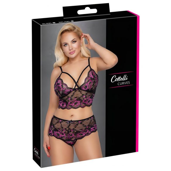 Cottelli Taglie Forti - set reggiseno floreale (nero-viola)