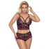 Cottelli Taglie Forti - set reggiseno floreale (nero-viola)