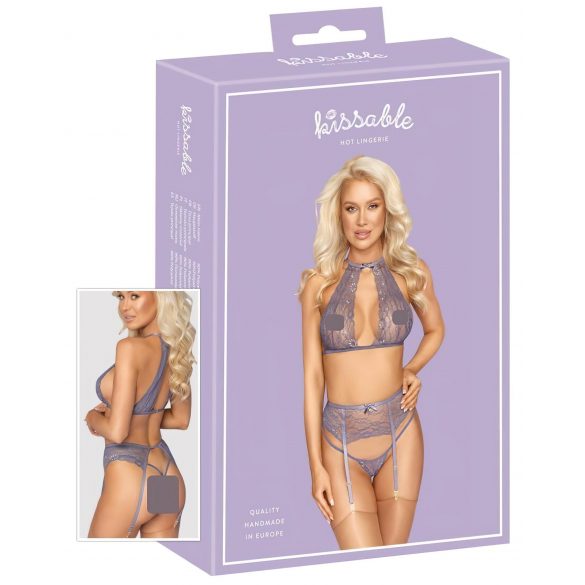 Baciabile - set di lingerie in pizzo (viola) - L/XL