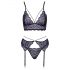 Cottelli - Set 3 pezzi lingerie in pizzo (nero-viola) - M