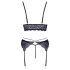 Cottelli - Set 3 pezzi lingerie in pizzo (nero-viola) - M