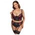 Cottelli Taglie Comode - Set Reggiseno con Reggicalze (Nero-Rosso)