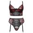 Cottelli Taglie Comode - Set Reggiseno con Reggicalze (Nero-Rosso)