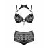 Obsessive Elizenes - set reggiseno trasparente con motivo (nero) - L/XL