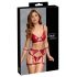 Cottelli Bondage - set reggiseno lucido con polsini (rosso)