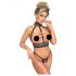 Abierta Fina - Set lingerie aperto con catene (nero) - L